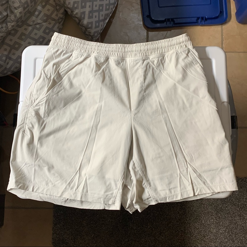 Lululemon White Lined Shorts